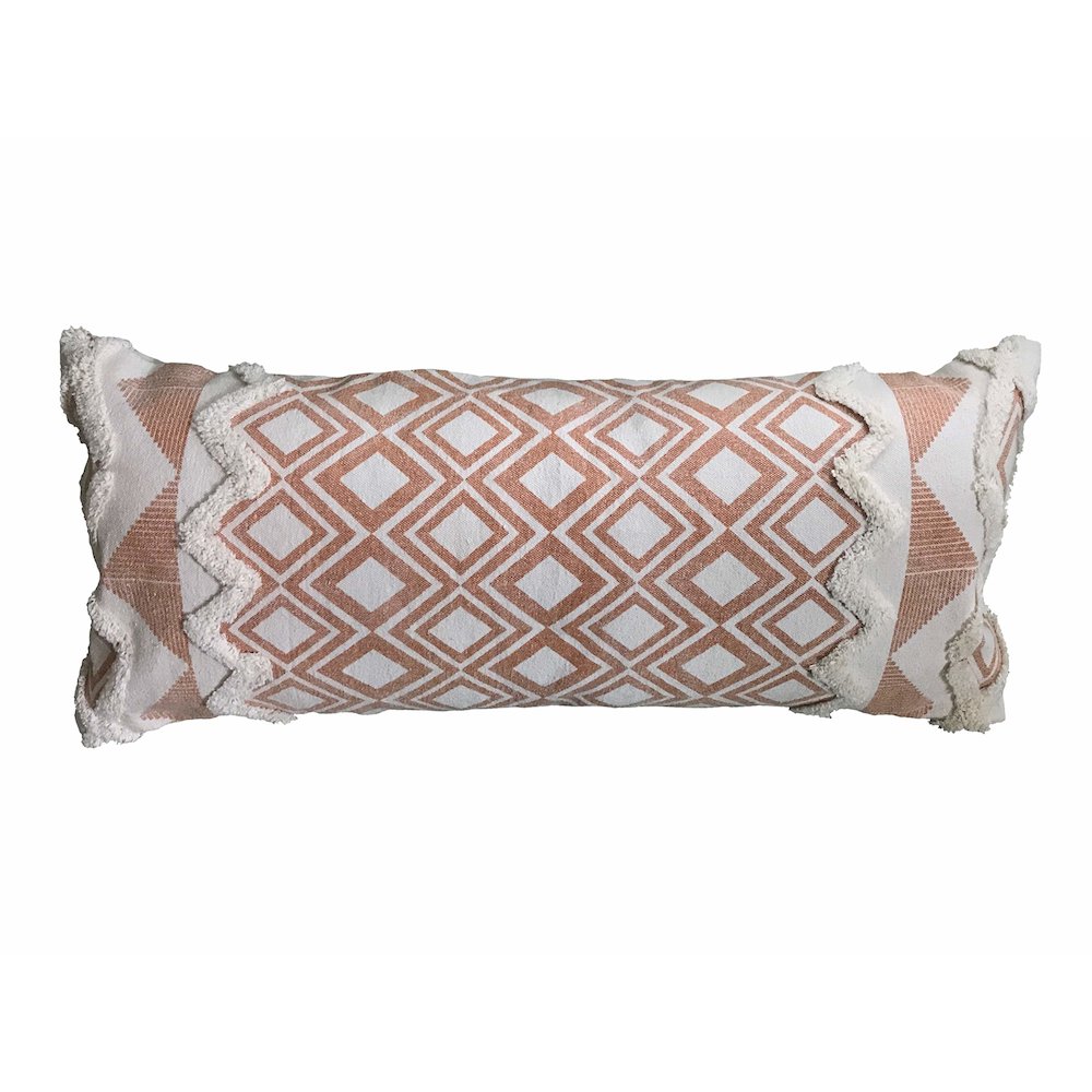 Geometric Burnt Orange and Cream Throw Pillow. Picture 1