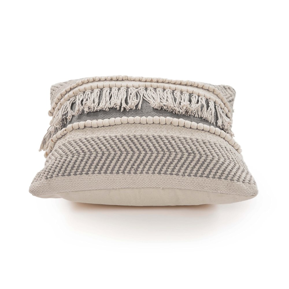Ox Bay Beige Striped All-Natural Cotton Square 2 Piece Pillow Cover Set. Picture 4