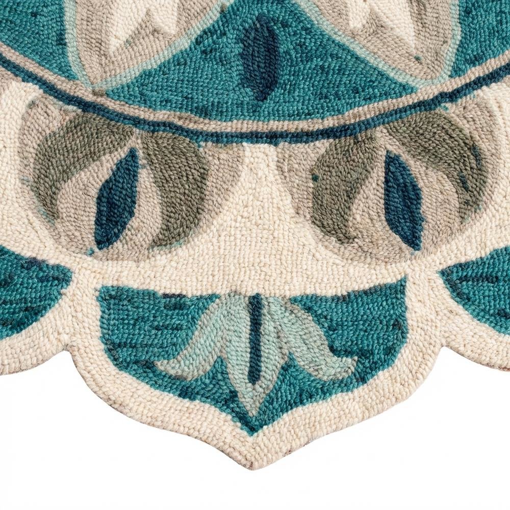 Blue Indoor Area Rug With Bohemian Design, 4-Foot Round Shape. Picture 6