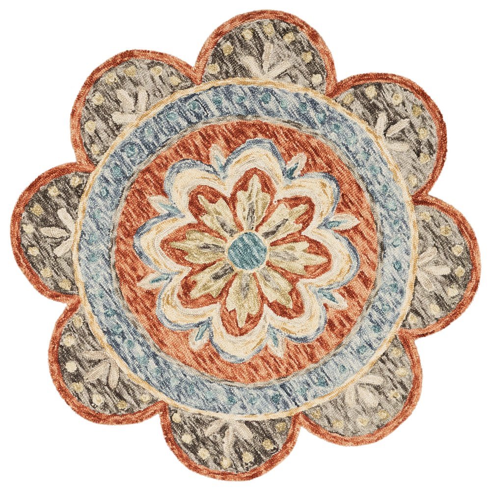 Orange Indoor Area Rug - 6' Round Classic Pattern For Living Room. Picture 1