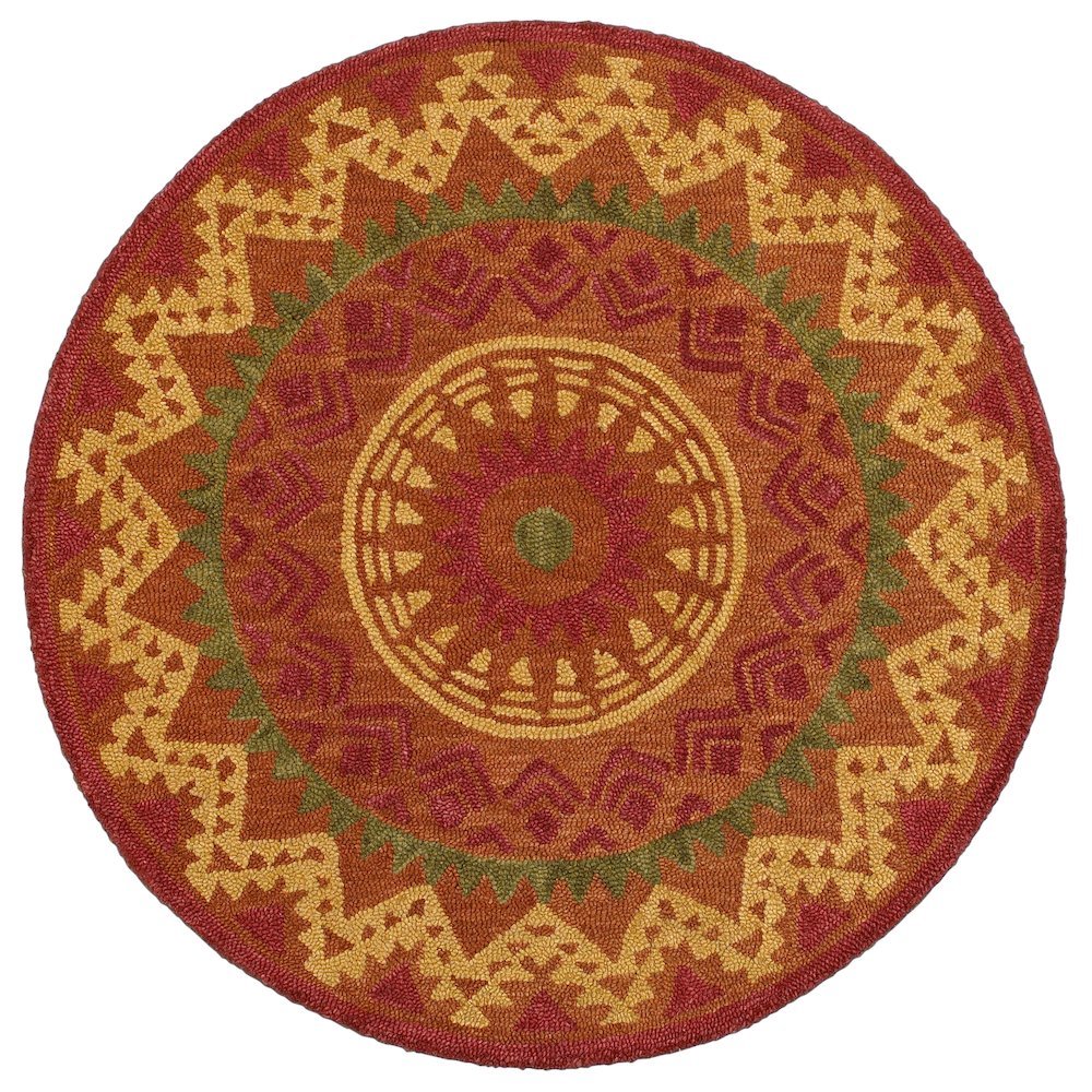 Orange/Red Round Indoor Area Rug With Transitional Style, 4-Foot Diameter. Picture 1