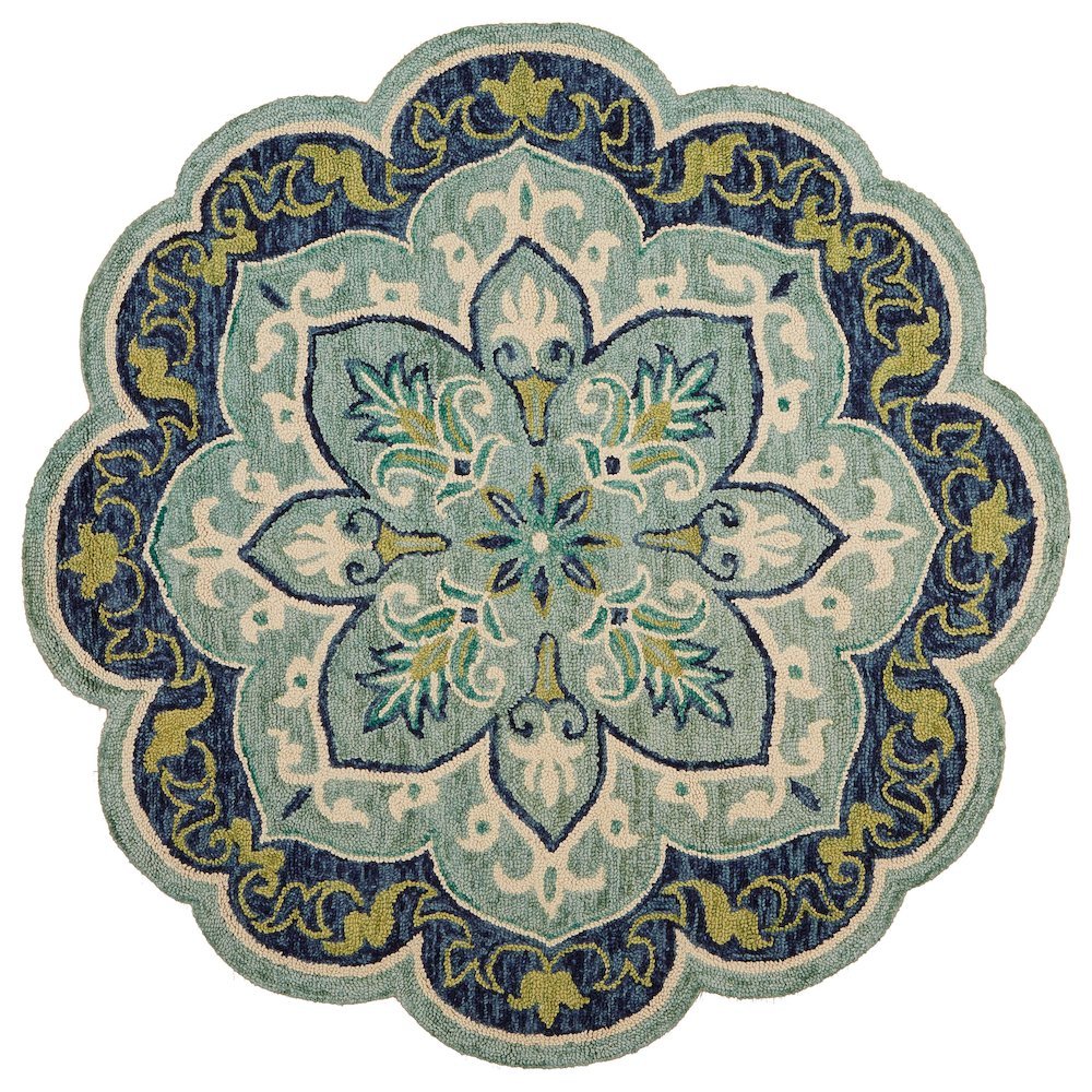 Blue Indoor Area Rug In Classic Round Style For Living Room And Bedroom. Picture 1