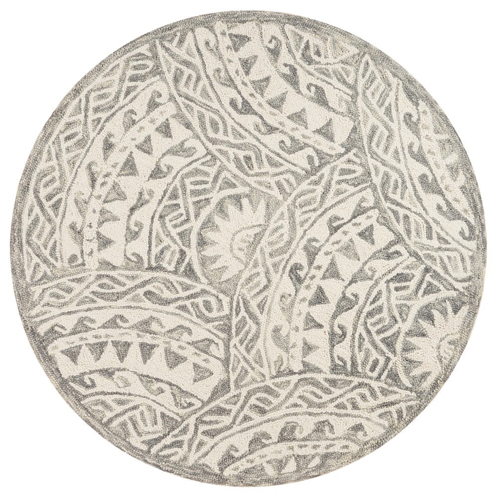 Gray Indoor Round Area Rug With Transitional Design For Living Space. Picture 1