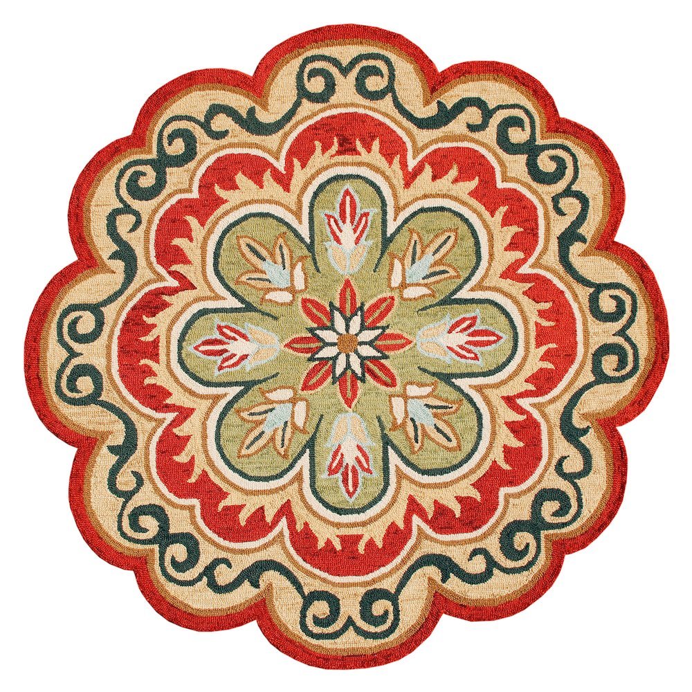 Bohemian Indoor Area Rug In Orange/Gold, Round Shape With Soft Material. Picture 1