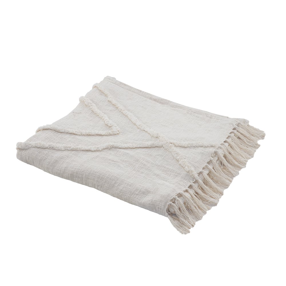 Coverlet Cotton in Ivory 90" x 96". Picture 2
