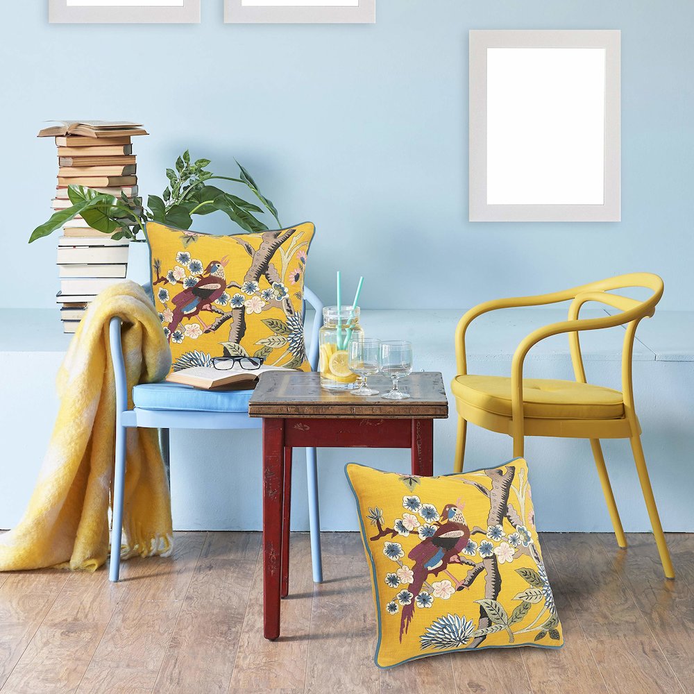 Yellow Bird of Paradise Throw Pillow. Picture 6