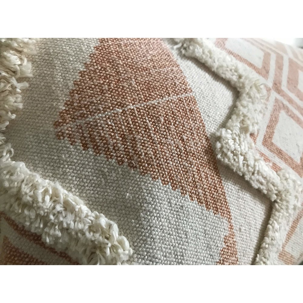 Geometric Burnt Orange and Cream Throw Pillow. Picture 2