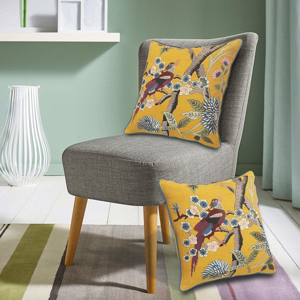 Yellow Bird of Paradise Throw Pillow. Picture 9