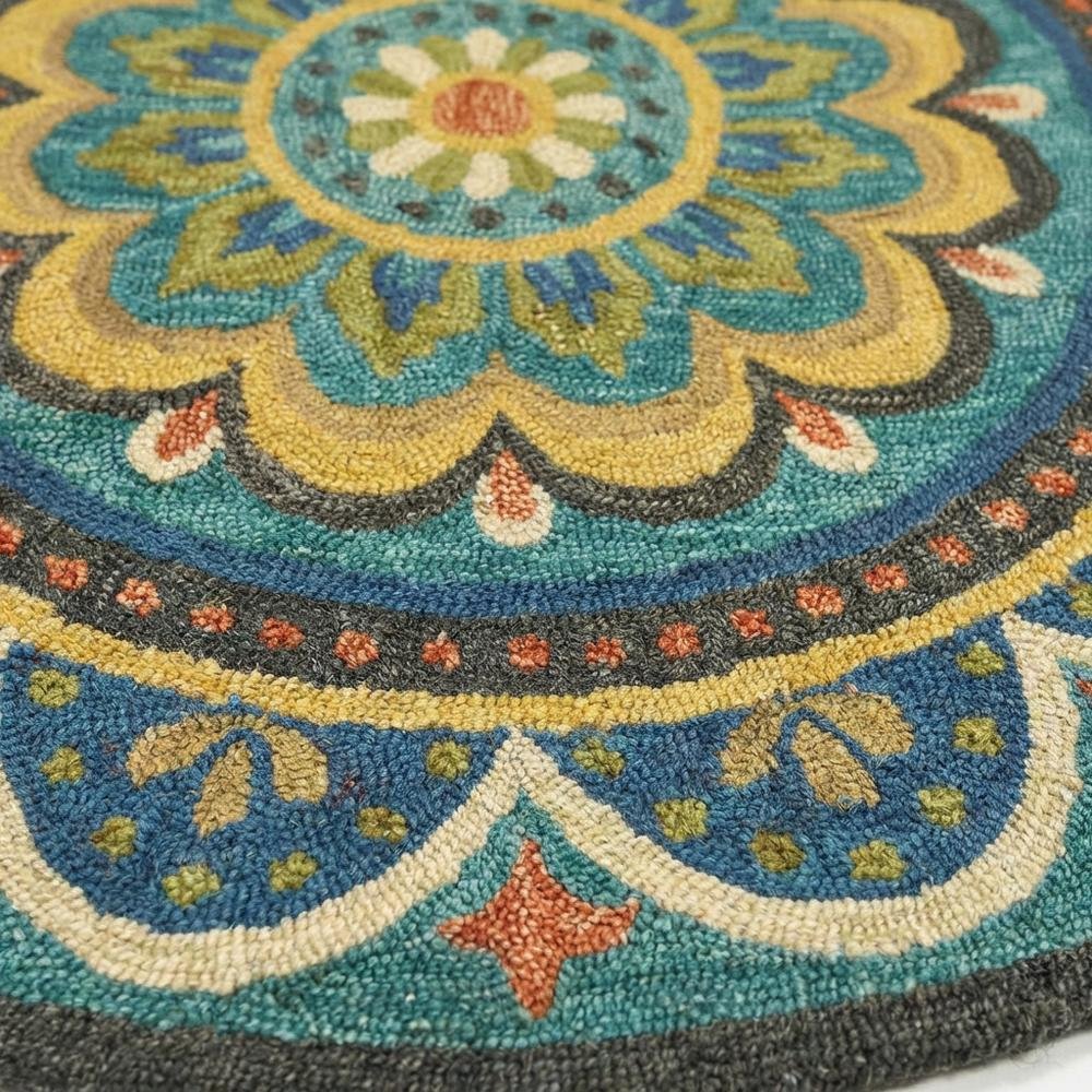 Blue Indoor Area Rug With Bohemian Design And Multicolored Pattern. Picture 5
