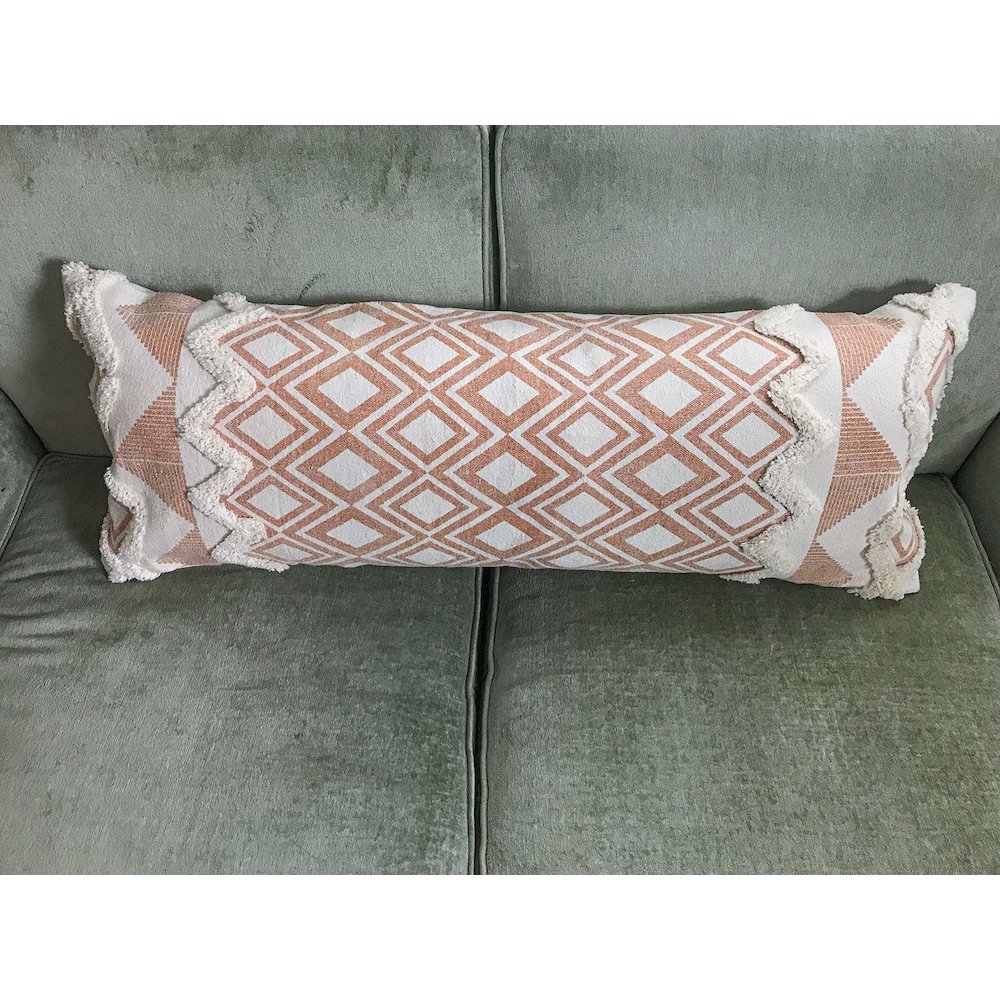 Geometric Burnt Orange and Cream Throw Pillow. Picture 8