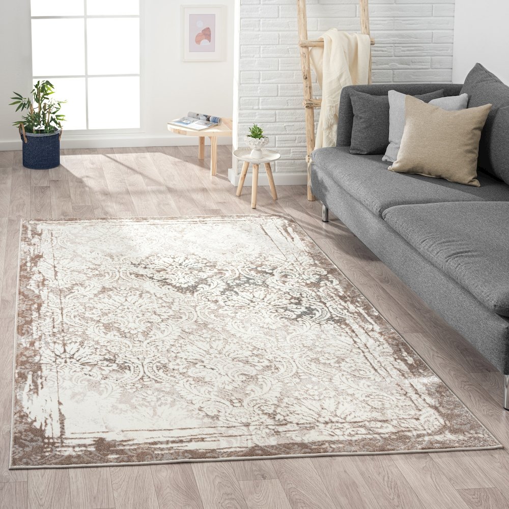 Antalya Durable Performance Area Rug Indoor in Beige/Cream, 2'2" x 3'. Picture 2