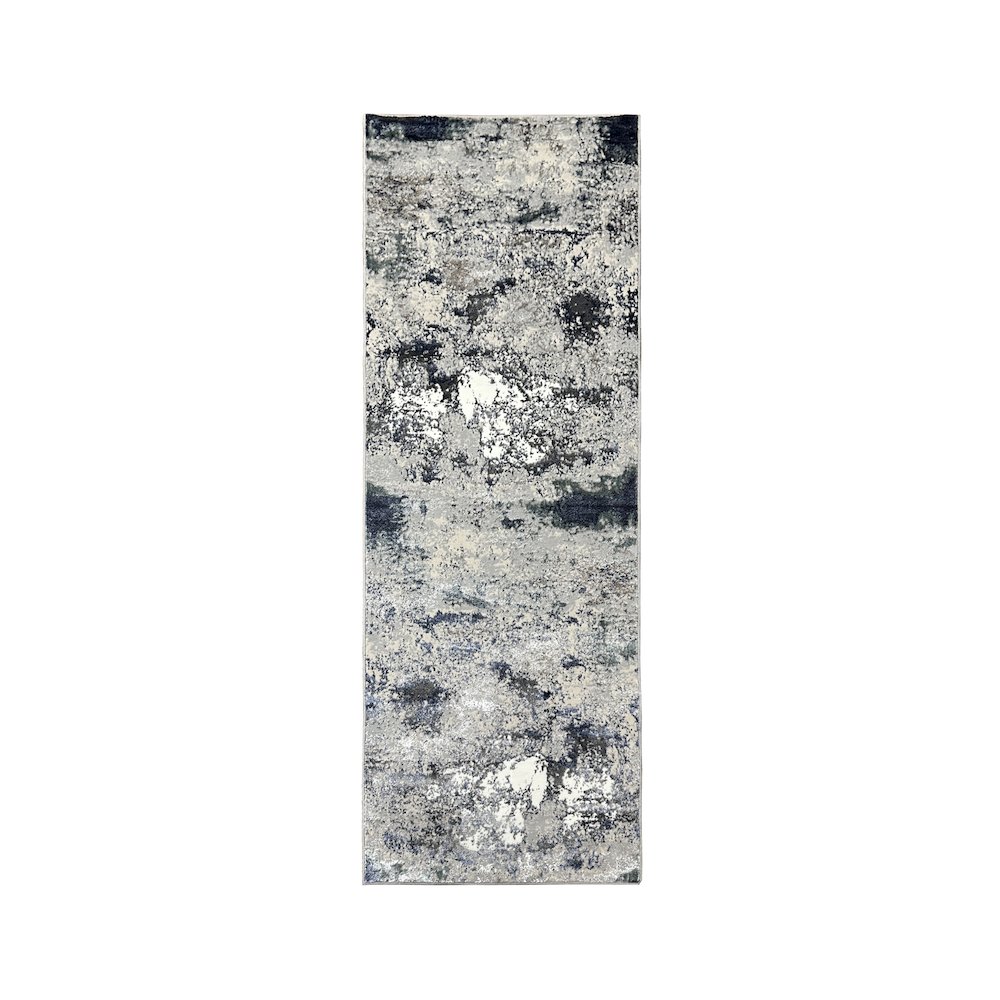 Antalya Durable Performance Area Rug Indoor in Gray/Green, 2'6" x 8'. Picture 1