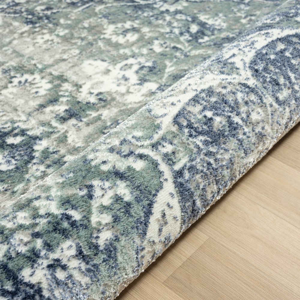 Antalya Durable Performance Area Rug Indoor in Blue/Ivory, 2'2" x 3'. Picture 3