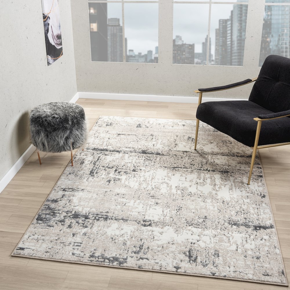 Antalya Durable Performance Area Rug Indoor in Beige/Gray, 2' x 3'. Picture 2