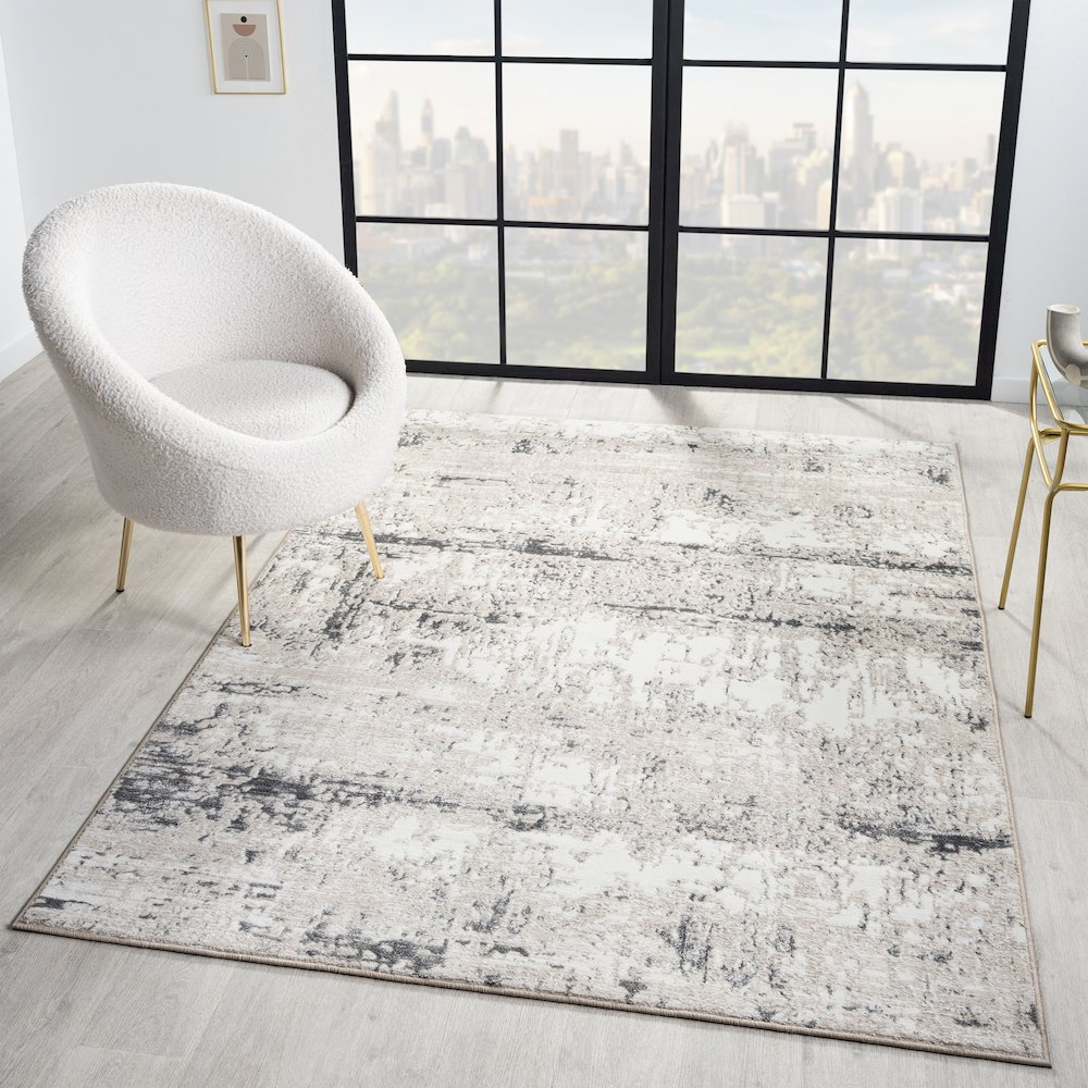 Antalya Durable Performance Area Rug Indoor in Beige/Gray, 2' x 3'. Picture 8