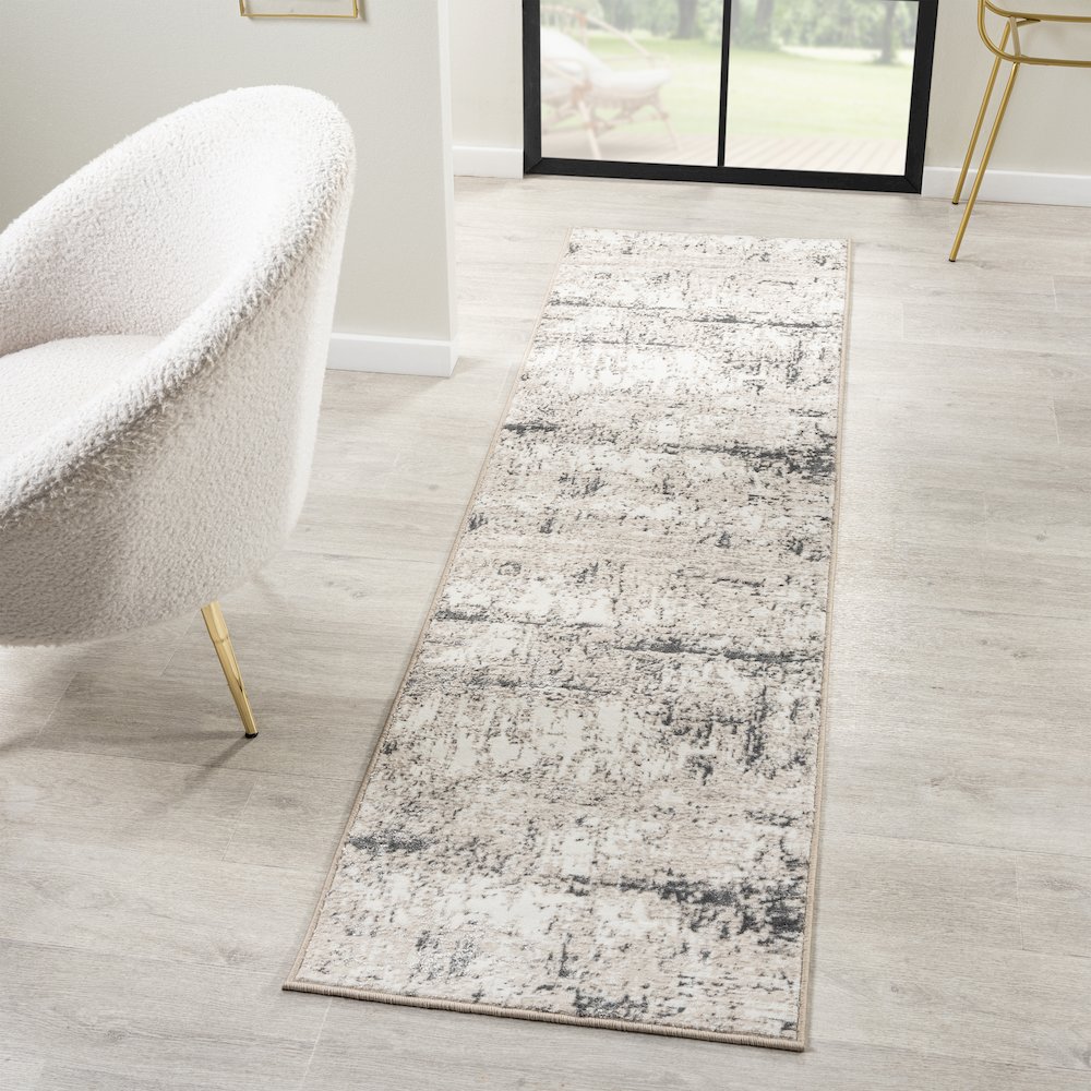 Antalya Durable Performance Area Rug Indoor in Beige/Gray, 2' x 7'. Picture 8