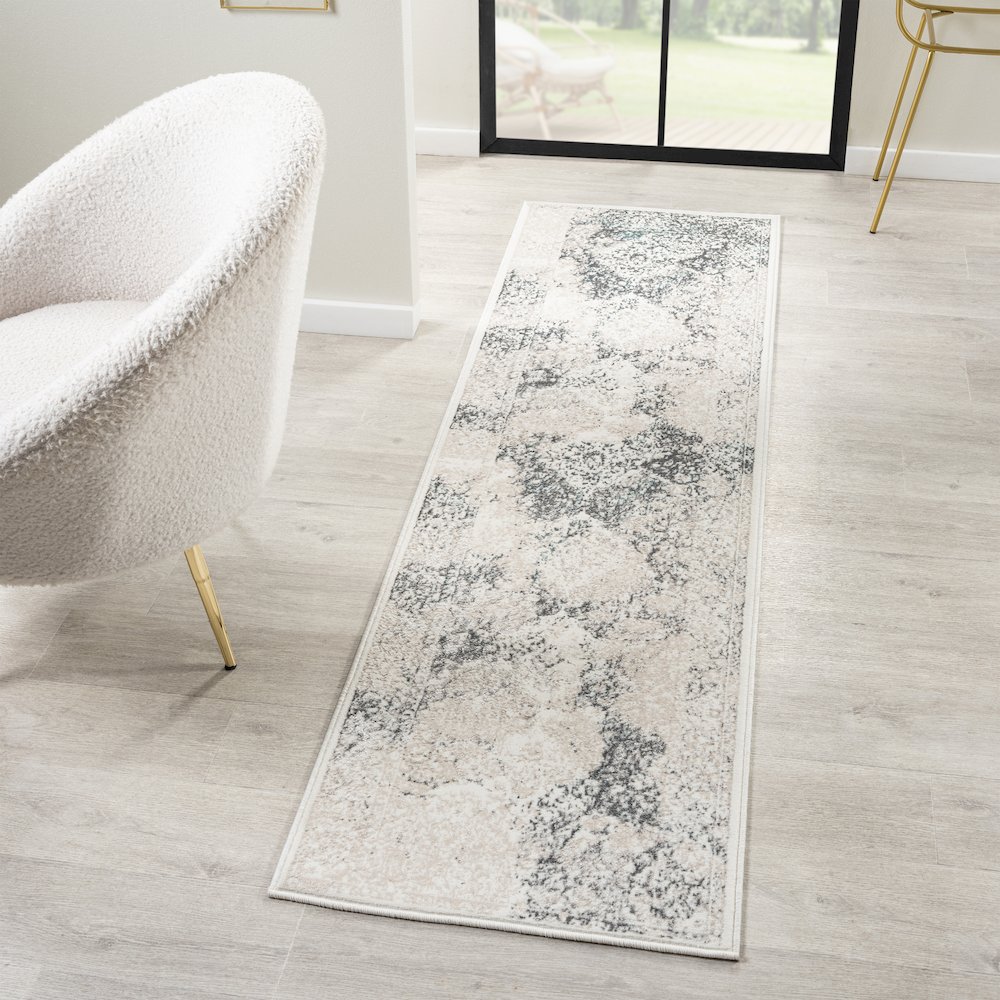 Antalya Durable Performance Area Rug Indoor in Beige/Blue, 2' x 7'. Picture 8
