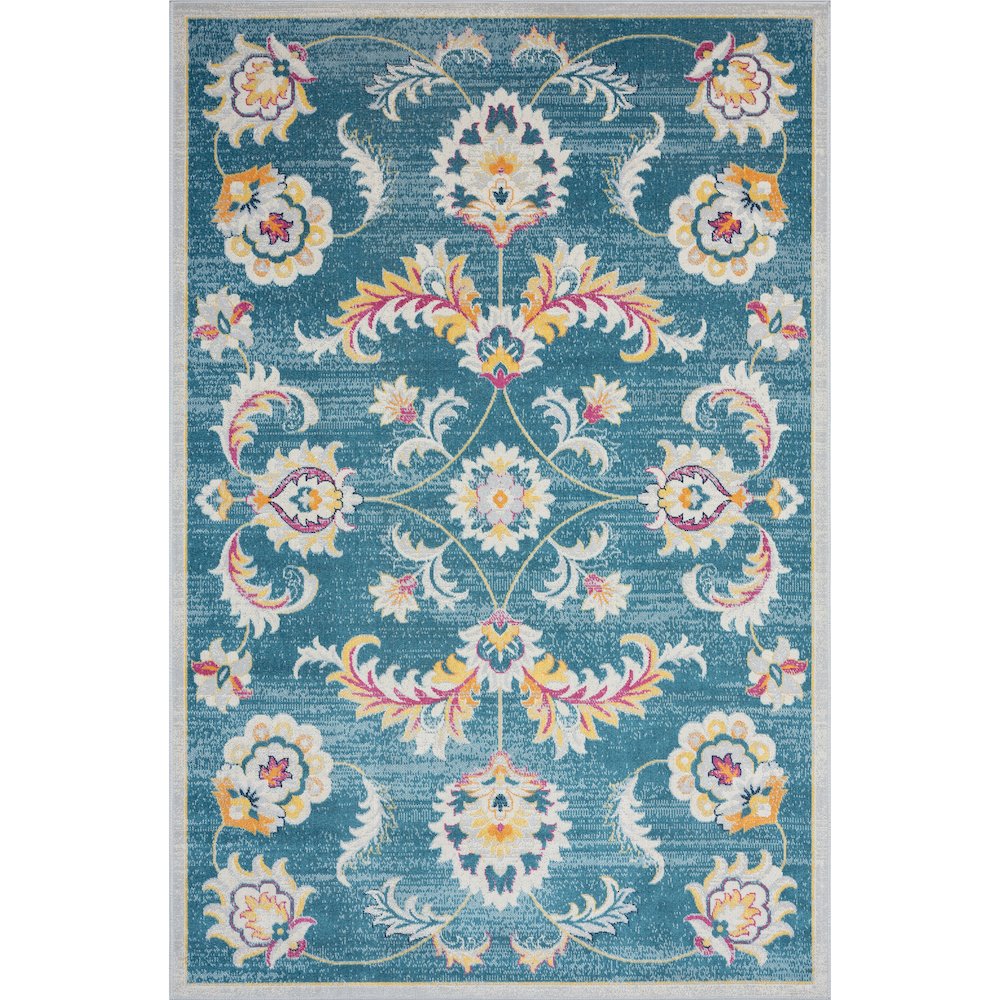 Durable Performance Area Rug Outdoor in Blue/Multicolored, 5'3" x 7'10". Picture 1