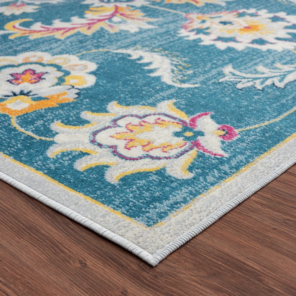 Durable Performance Area Rug Outdoor in Blue/Multicolored, 5'3" x 7'10". Picture 5