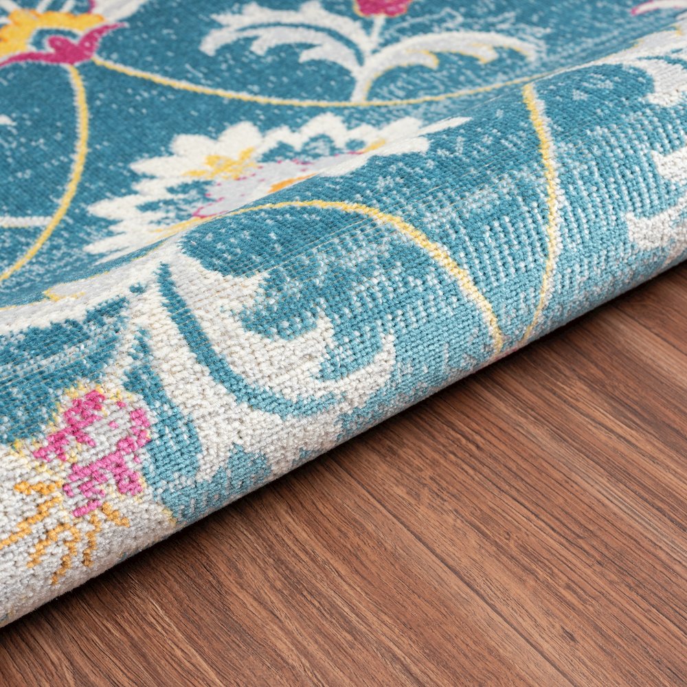 Durable Performance Area Rug Outdoor in Blue/Multicolored, 5'3" x 7'10". Picture 3