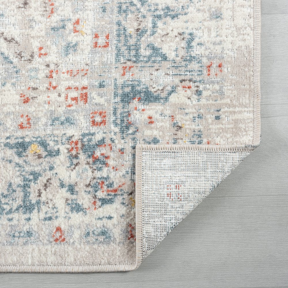 Antiquity Durable Performance Area Rug Outdoor in Blue/Orange, 2' x 4'. Picture 6