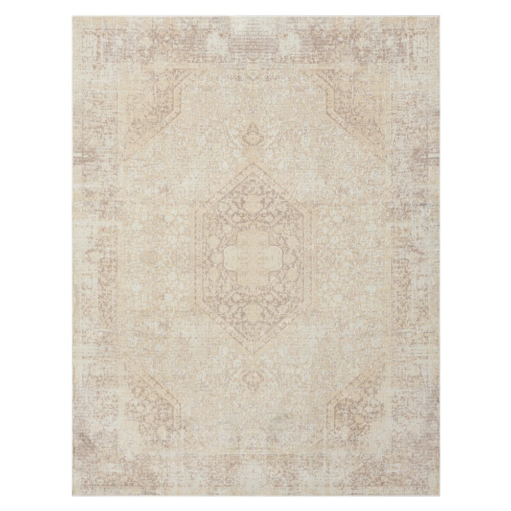 Aria Durable Performance Area Rug Indoor in Beige, 5'3" x 7'. Picture 1