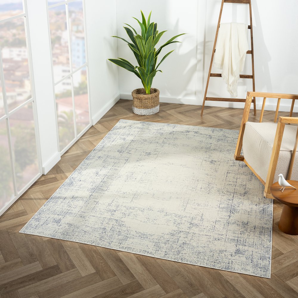 Aria Durable Performance Area Rug Indoor in Gray/Blue, 2' x 5'. Picture 8