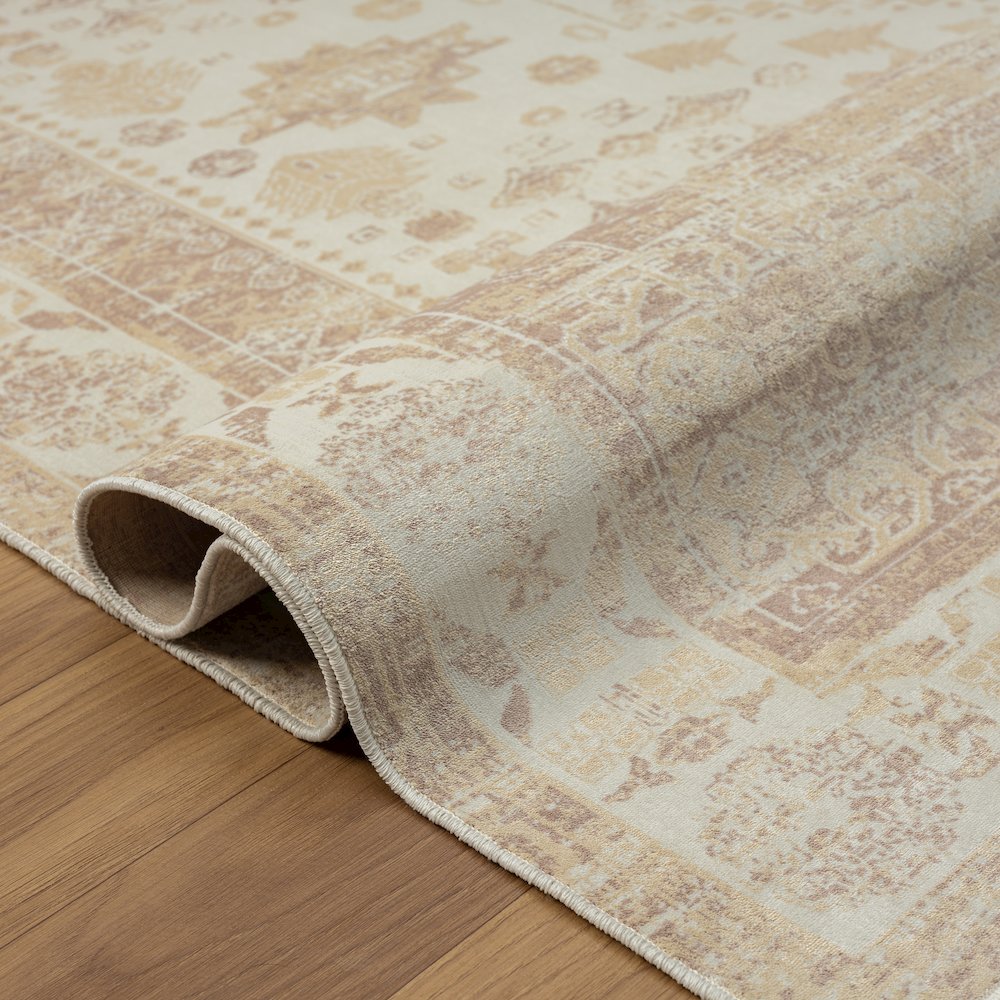 Aria Durable Performance Area Rug Indoor in Beige, 2' x 5'. Picture 4
