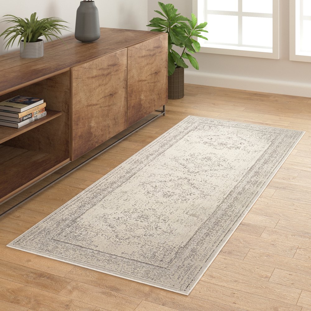 Aria Durable Performance Area Rug Indoor in Gray, 2' x 5'. Picture 2