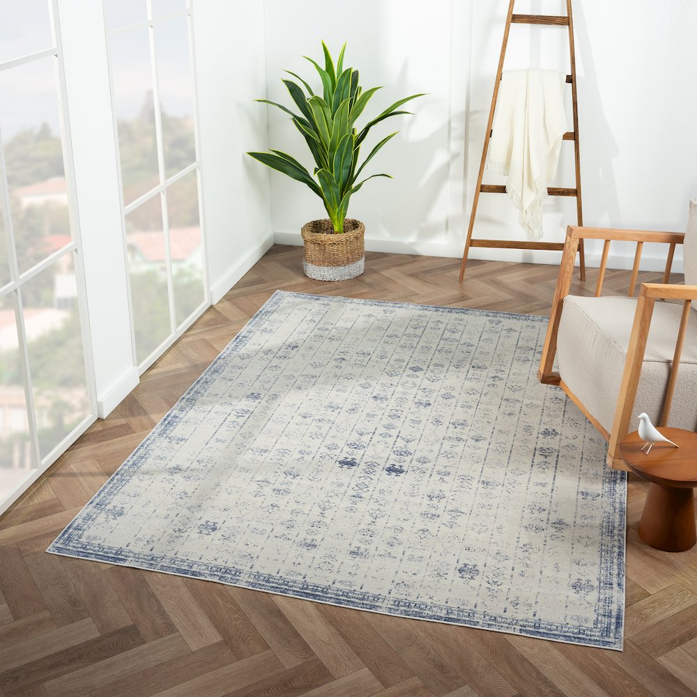 Aria Durable Performance Area Rug Indoor in Gray/Blue, 2'8" x 3'10". Picture 2