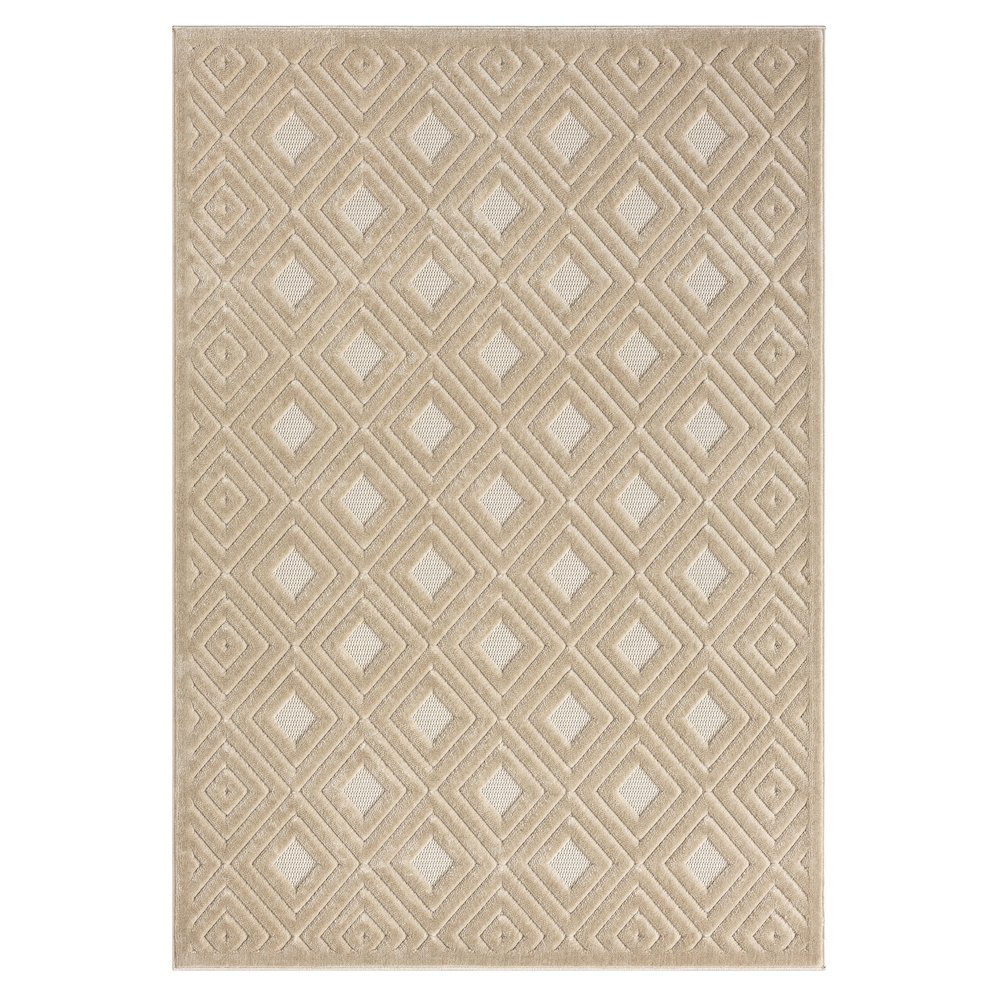 Atlas Durable Performance Area Rug Outdoor in Beige, 5' x 7'. Picture 1