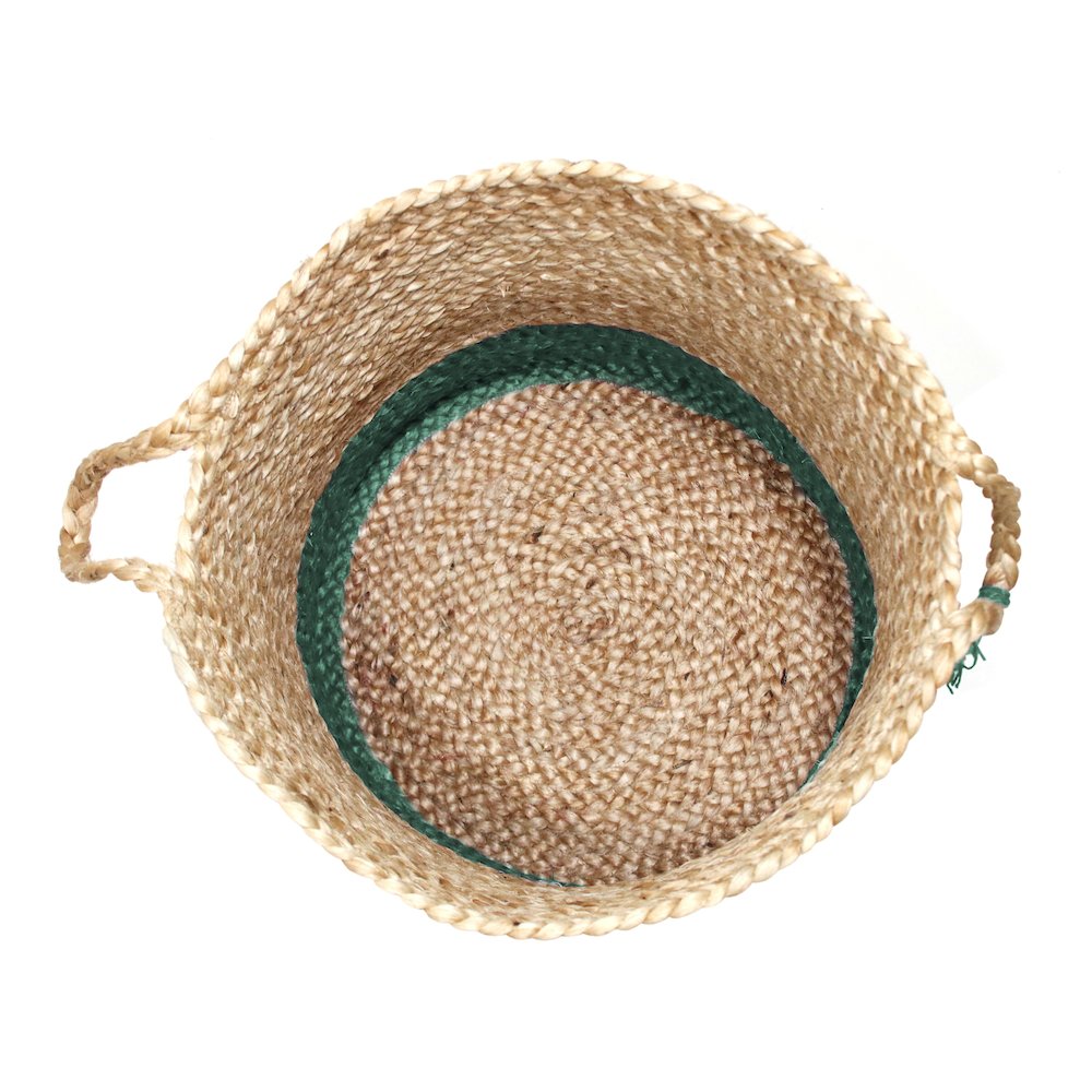 Baskets Jute Indoor Basket in Tan/Green, 17" x 17" x 17". Picture 4