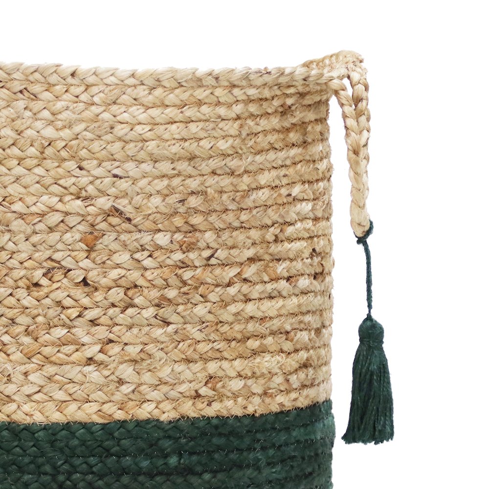 Baskets Jute Indoor Basket in Tan/Green, 17" x 17" x 17". Picture 3