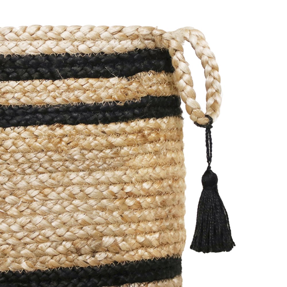 Baskets Jute Indoor Basket in Tan/Black,  19" x 19" x 19". Picture 3