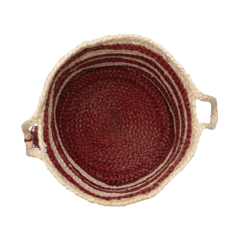 Baskets Jute Indoor Basket in White/Red,  17" x 17" x 17". Picture 5