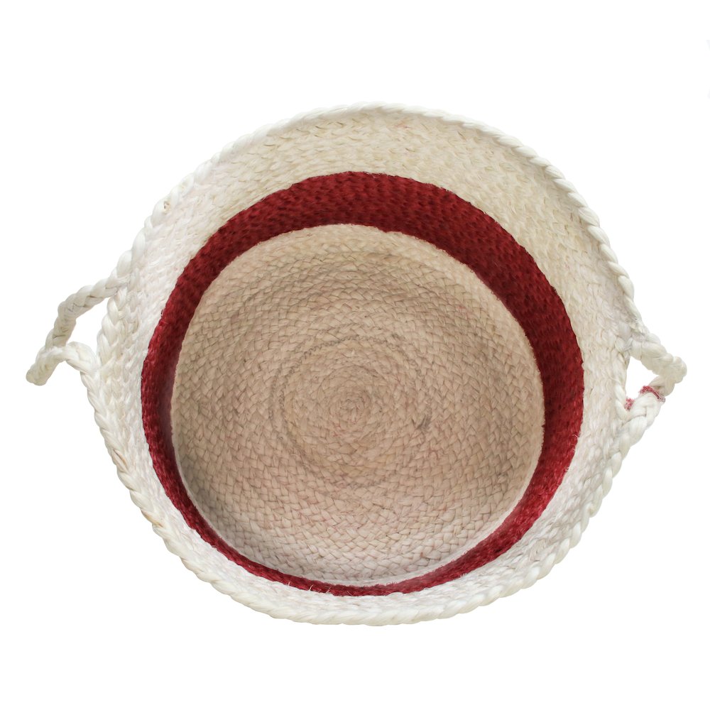 Baskets Jute Indoor Basket in White/Red,  19" x 19" x 19". Picture 5