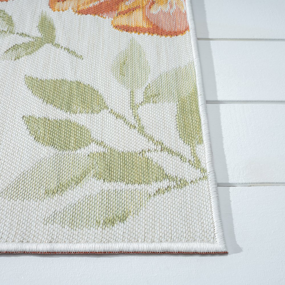 Belize Durable Performance Area Rug Outdoor in Green/Orange, 2' x 8'. Picture 5