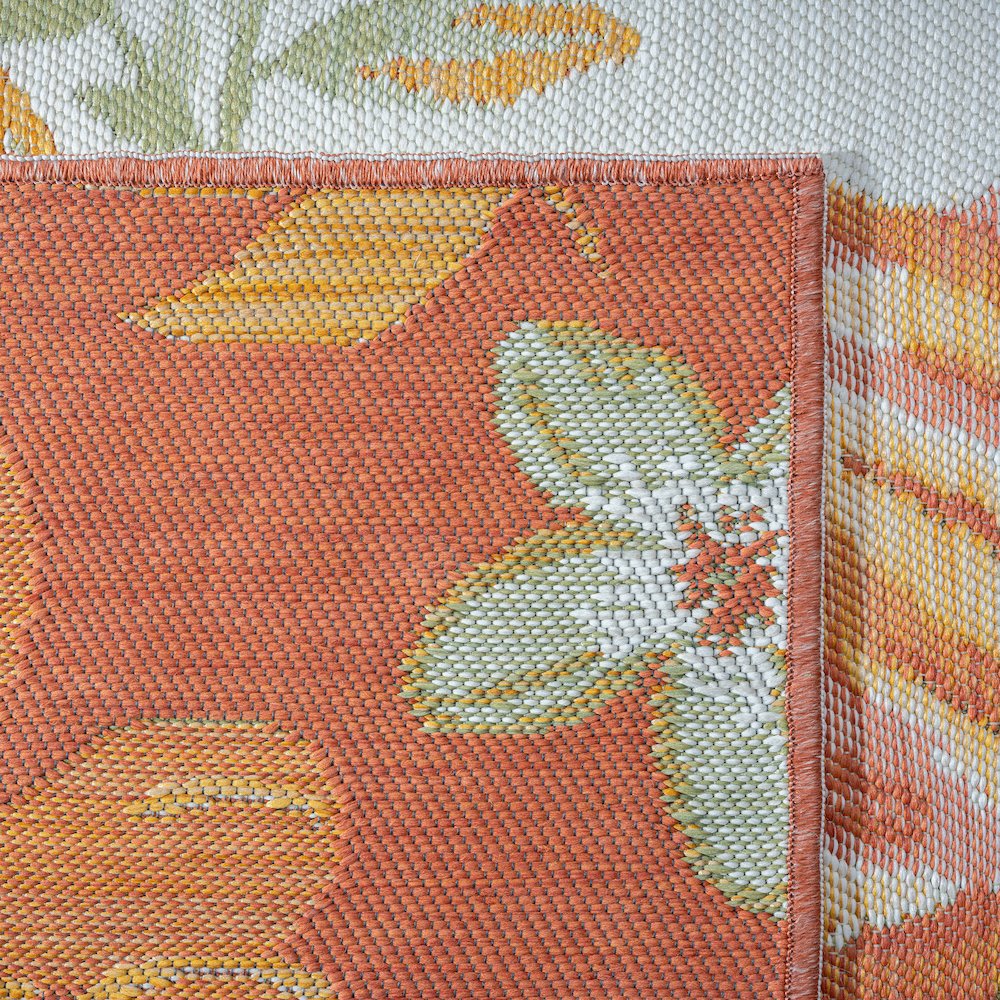 Belize Durable Performance Area Rug Outdoor in Green/Orange, 2' x 8'. Picture 6
