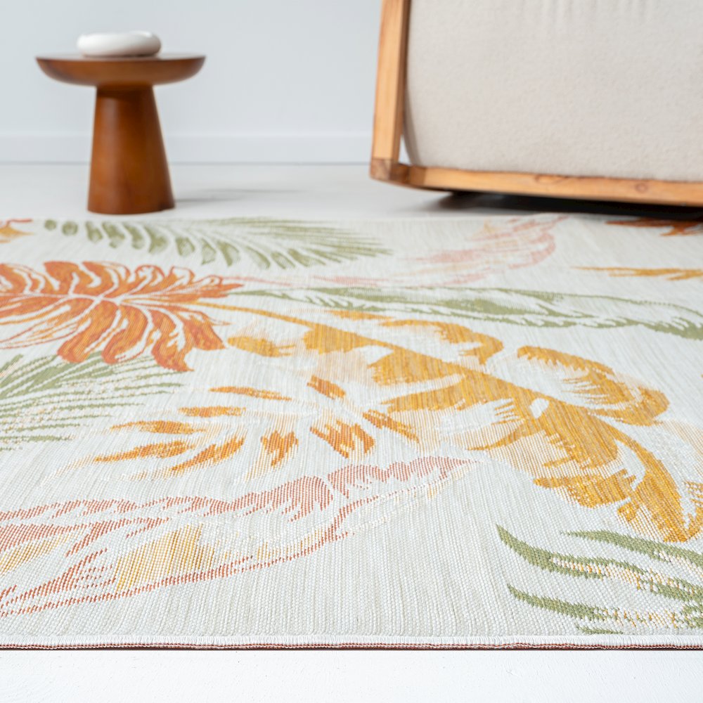 Belize Durable Performance Area Rug Outdoor in Ivory/Multicolored, 2' x 8'. Picture 3
