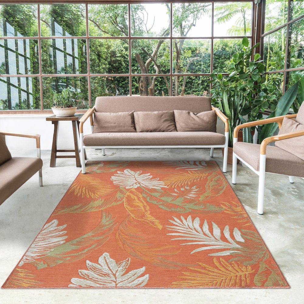 Belize Durable Performance Area Rug Outdoor in Ivory/Multicolored, 2' x 8'. Picture 8