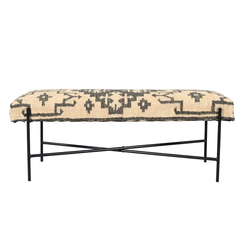 Barkley Accent Bench in Black/Cream, 48" L x 18" W x 18" H. Picture 1