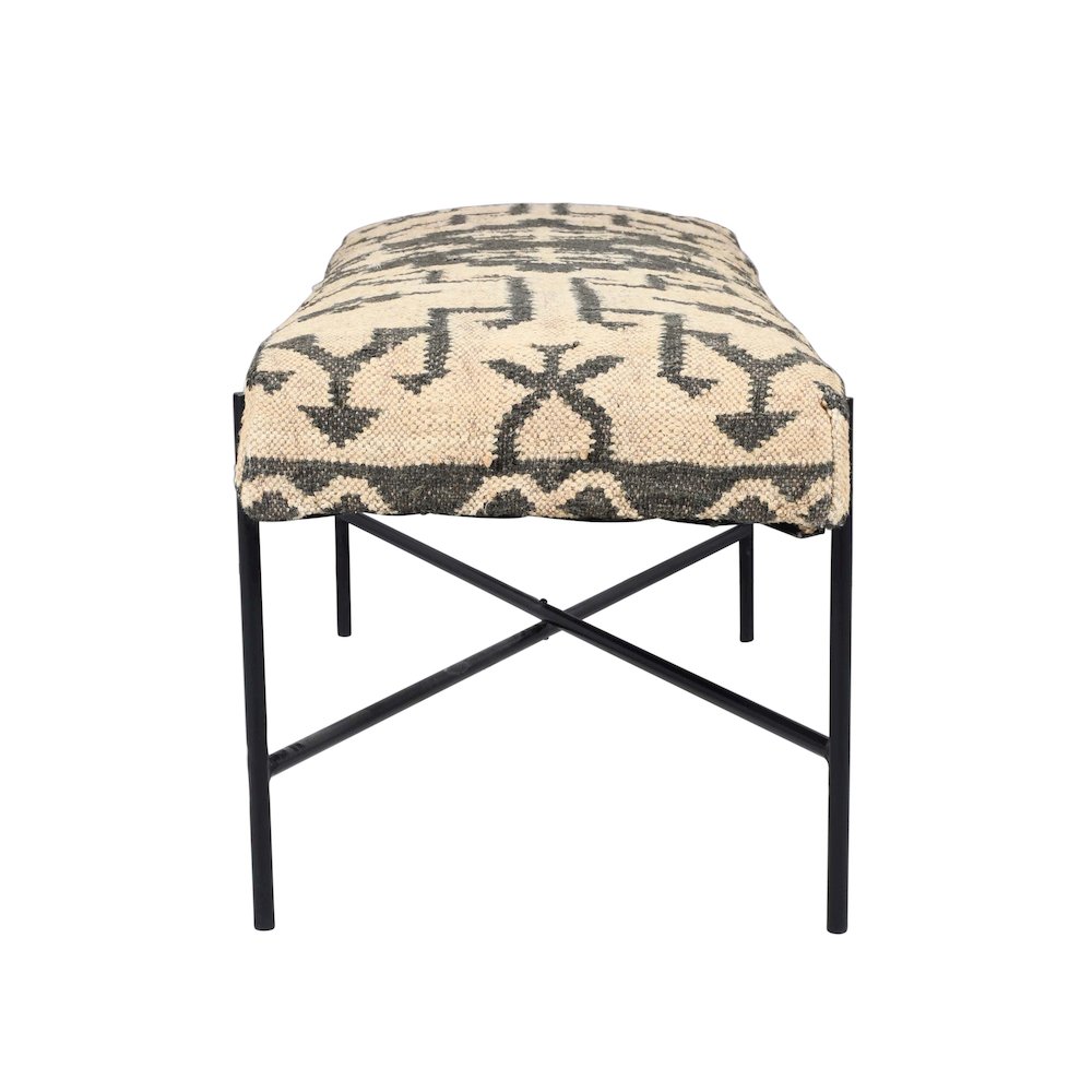 Barkley Accent Bench in Black/Cream, 48" L x 18" W x 18" H. Picture 3