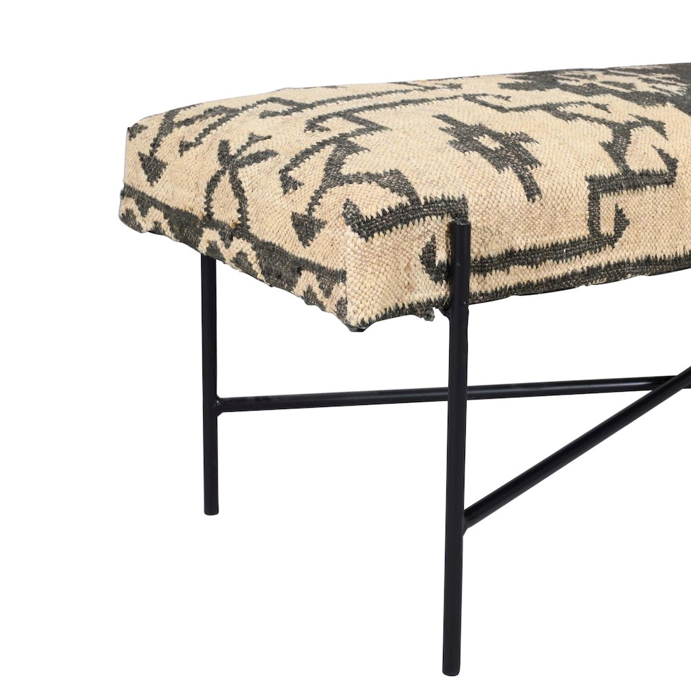 Barkley Accent Bench in Black/Cream, 48" L x 18" W x 18" H. Picture 6