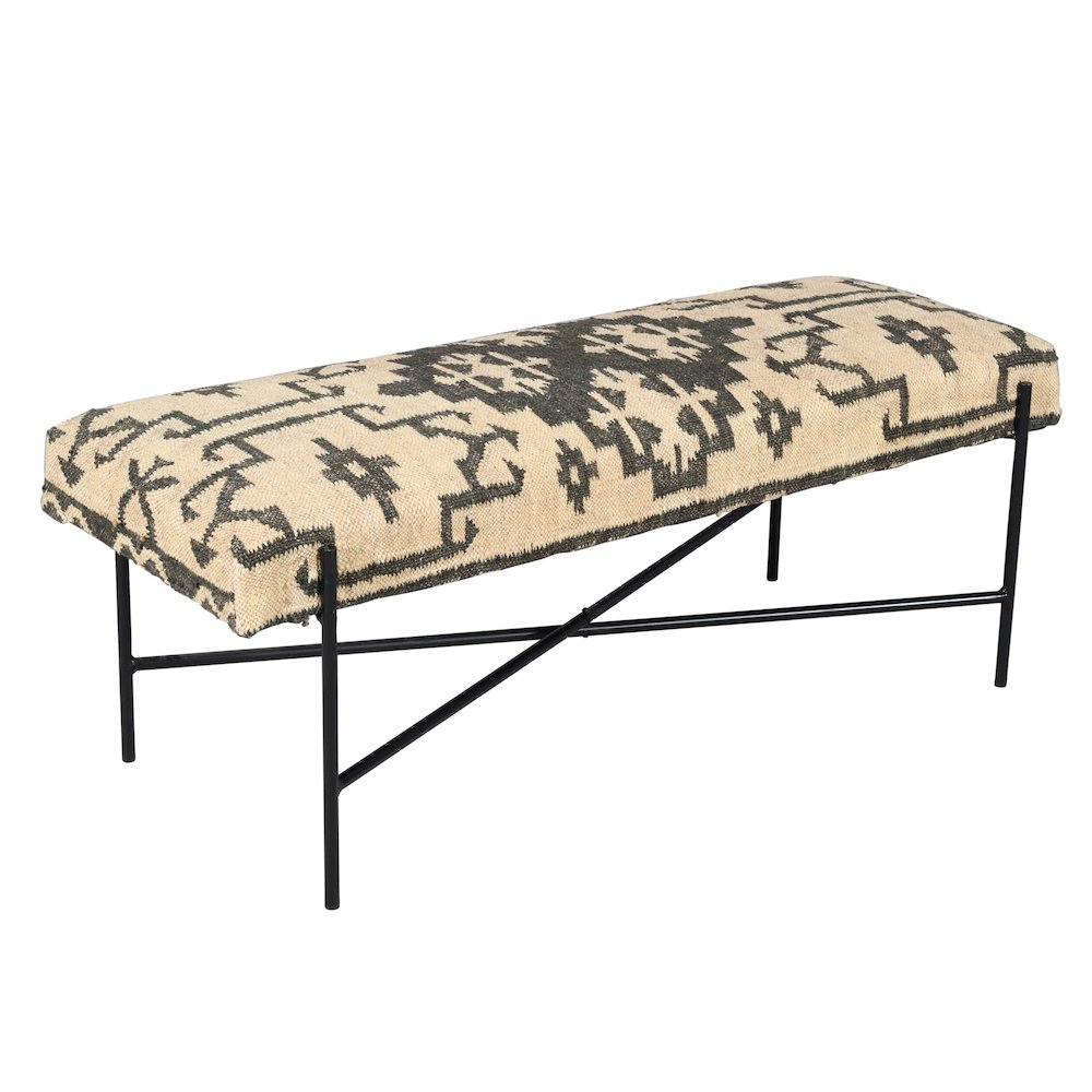 Barkley Accent Bench in Black/Cream, 48" L x 18" W x 18" H. Picture 8