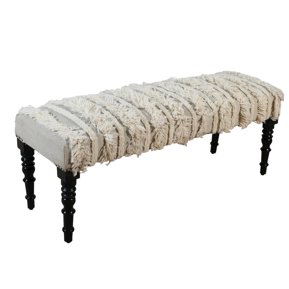 Anastasia Accent Bench in Cream/Gray, 47" L x 16" W x 18" H. Picture 3
