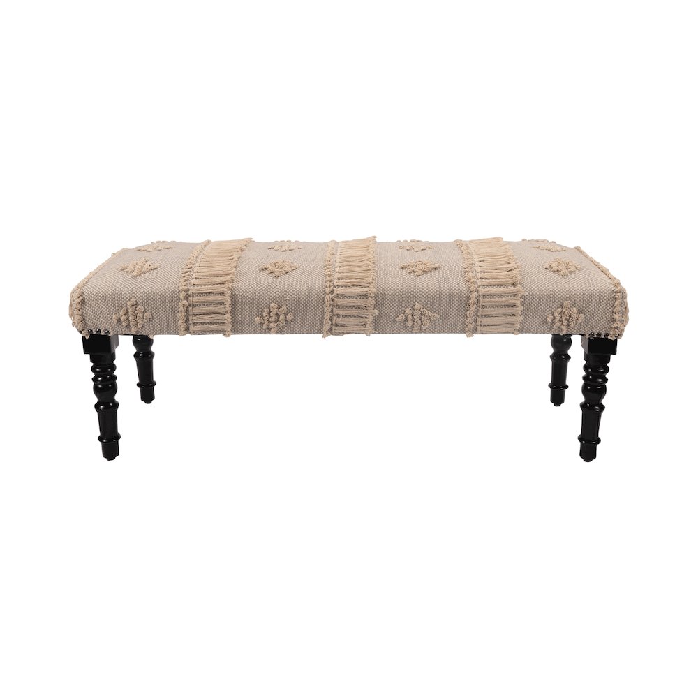 Anastasia Accent Bench in Cream/Gray, 47" L x 16" W x 18" H. Picture 1