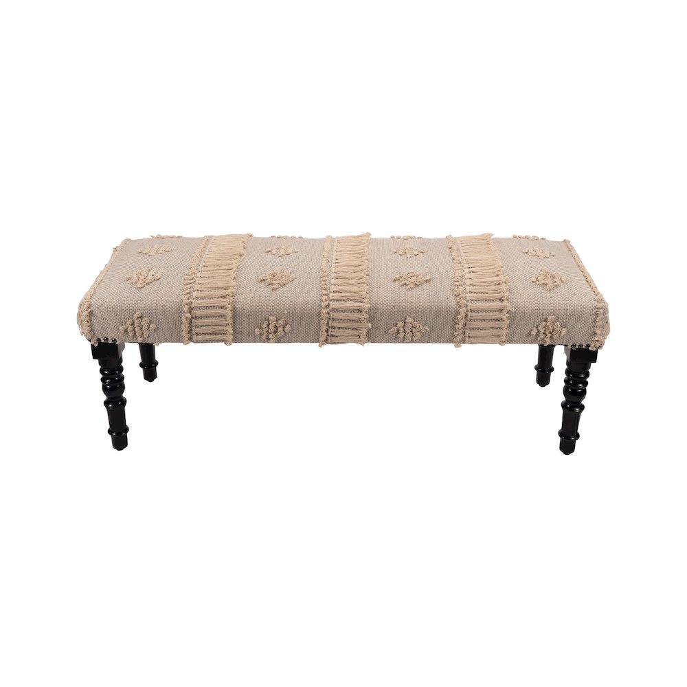 Anastasia Accent Bench in Cream/Gray, 47" L x 16" W x 18" H. Picture 2