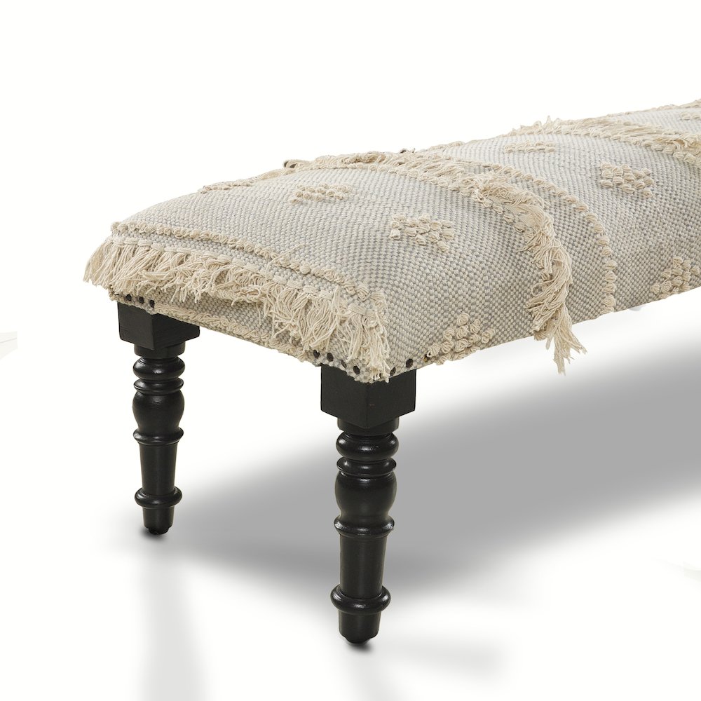 Anastasia Accent Bench in Cream/Gray, 47" L x 16" W x 18" H. Picture 8