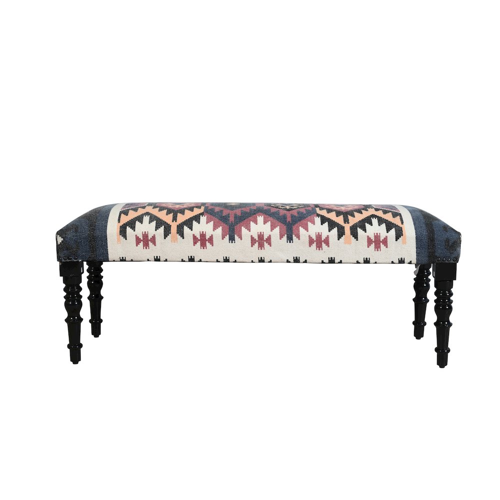 Accent Bench Painted Black Finish in Black/Multicolored, 47" L x 16" W x 18" H. Picture 1