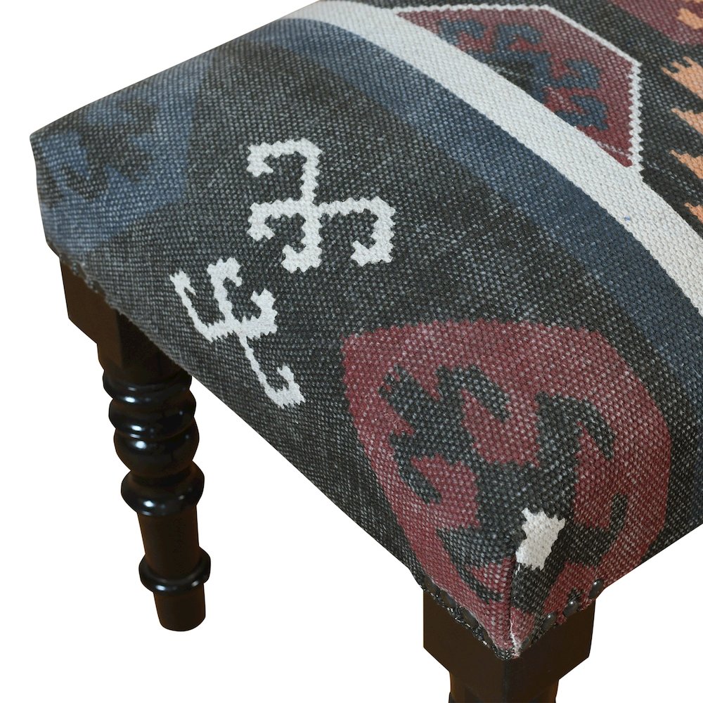 Accent Bench Painted Black Finish in Black/Multicolored, 47" L x 16" W x 18" H. Picture 4